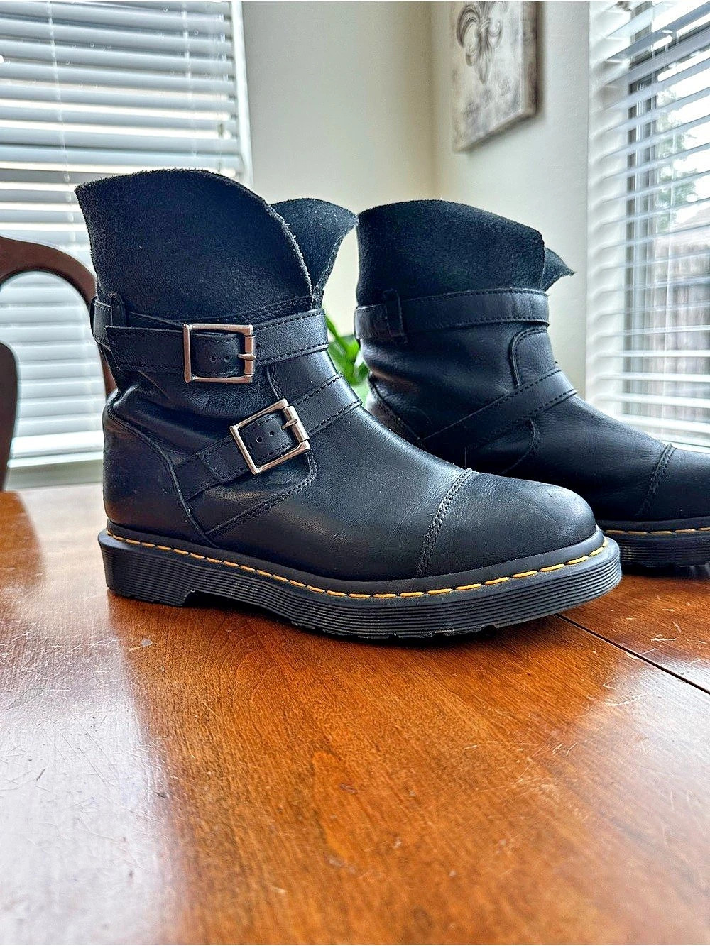 Dr. Martens Jadon Black Double Buckle Combat Boots Women’s Size 9